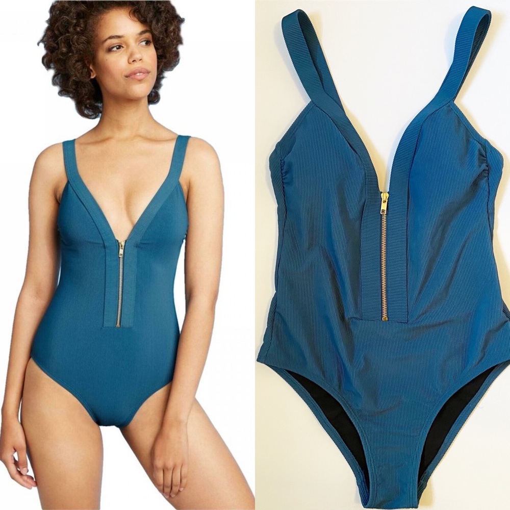 Kona Sol zipper front one piece swimsuit size S